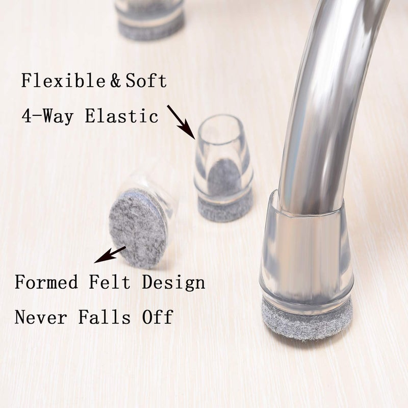 Furnigear Chair Leg Floor Protectors, Felt Furniture Pads Silicone Chair Leg Caps Round Hardware Floor Protectors (5/8â€, 20 Pack) - Image 4